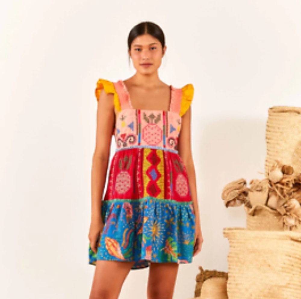 NWT embroidered Farm Rio mini dress size M